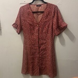 SHEIN Cider Red Floral Mini Dress